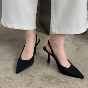 Women pointed closed toe slingback slip on stiletto heels
