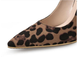 Women suede sexy leopard d¡¯Orsay pumps fashion pointed toe heels
