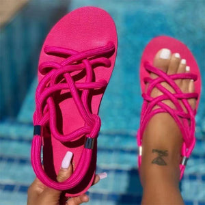 Women's bright summer color criss cross beach sandals