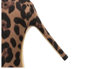 Women suede leopard pointed toe sexy stiletto heels