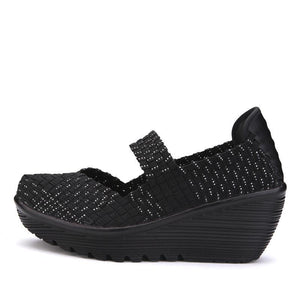 Women roud toe platform slip on wedge sandals