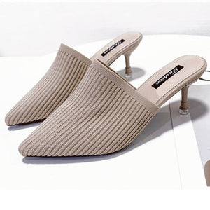 Women summer new fashion closed toe slide stiletto heels
