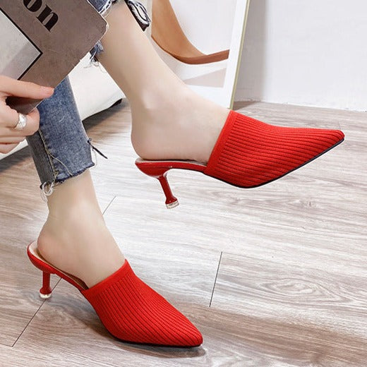 Women summer new fashion closed toe slide stiletto heels