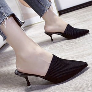 Women summer new fashion closed toe slide stiletto heels