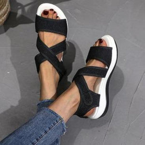 Women criss cross strap summer casual slip on flat sandals