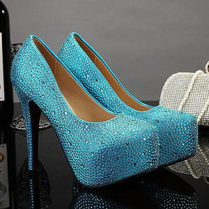 Weddding rhinestone platform stiletto heels