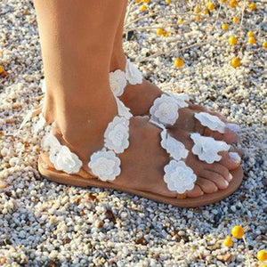 Women Flip Flops Flowers Beach Casual Flat Sandals