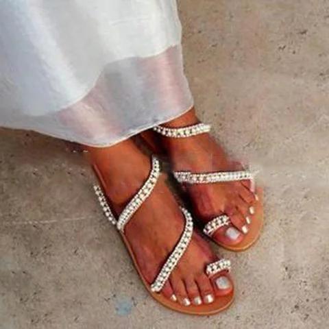Pearl wedding sandals ring toe sandals