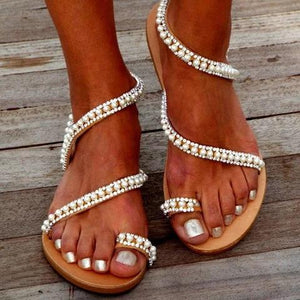 Pearl wedding sandals ring toe sandals