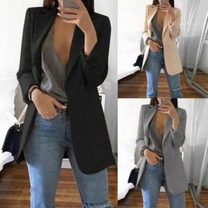 Women New Casual Slim Long Sleeves Turn-Down Collar Cardigan