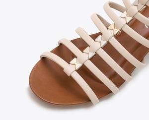 Vintage wedge heels gladiator sandals peep toe strappy sandals