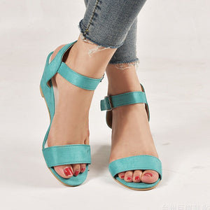 Wedge sandals ankle strap peep toe sandals