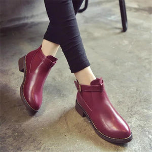 Woman Fashion Platform Round Toe Buckle Strap Ankle Martin Boots