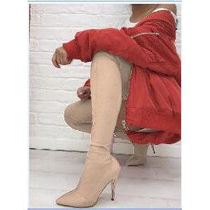 Women elastic stiletto high heel pointed toe over the knee boots