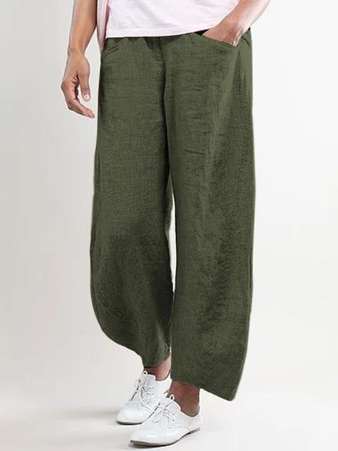 5XL Plus Size Wide Leg High Waisted Linen Pants - GetComfyShoes