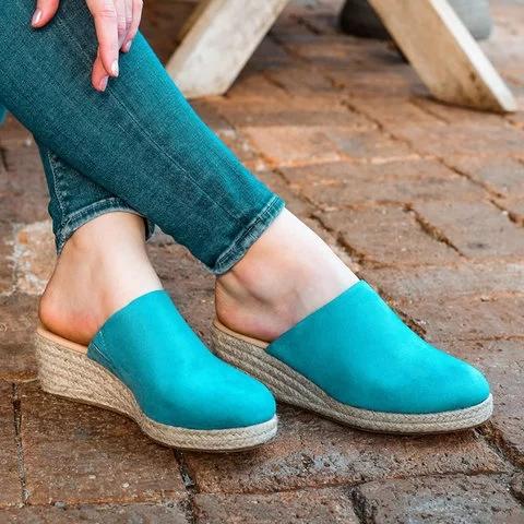 Wedge mules espadrilles wedge slide sandals