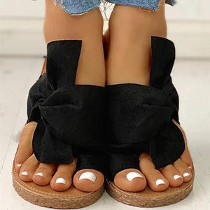 Women Casual Flat Heel Bowknot Slide Sandals