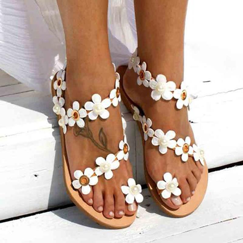 Women Flowers Casual Slip On Sandals