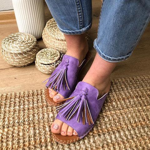 2019 New Chic Roman Tassel Flat Slides Sandals For Women - GetComfyShoes