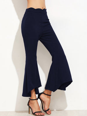 Women's Fitted High Waisted Black Flared Pants