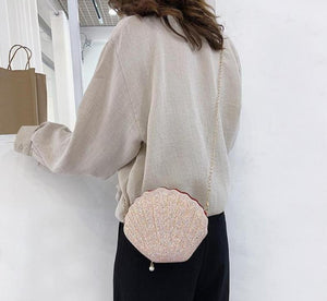 Cute Sequins Small Shell Bag Shoulder Handbags Phone Money Pouch Chain Crossbody Bags for Women - Getcomfyshoes