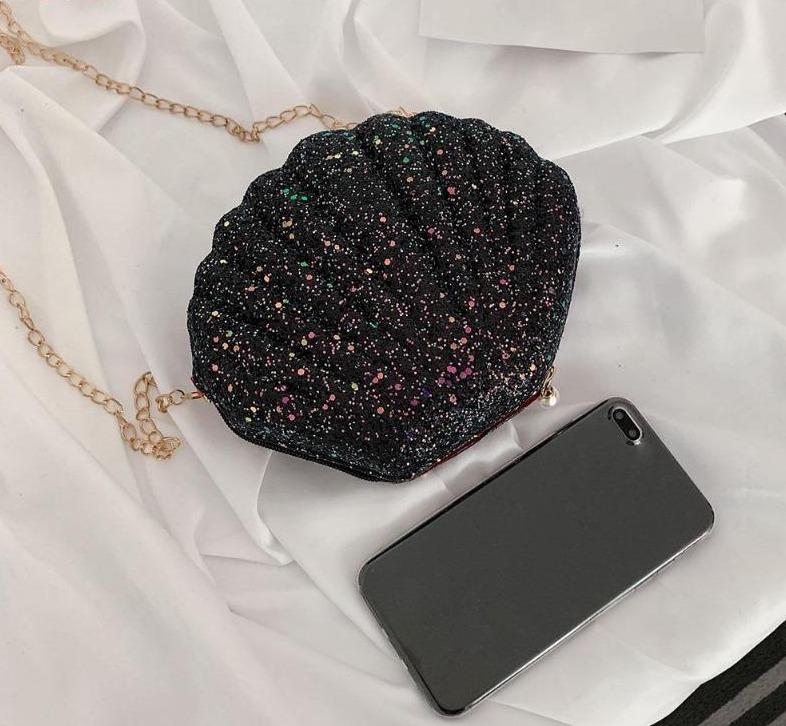 Cute Sequins Small Shell Bag Shoulder Handbags Phone Money Pouch Chain Crossbody Bags for Women - Getcomfyshoes