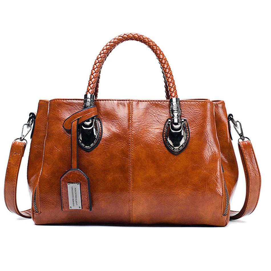 Vintage Oil Wax leather luxury handbags women bags designer ladies hand bags for women 2019 bag sac a main Femme Bolsa Feminina - Getcomfyshoes