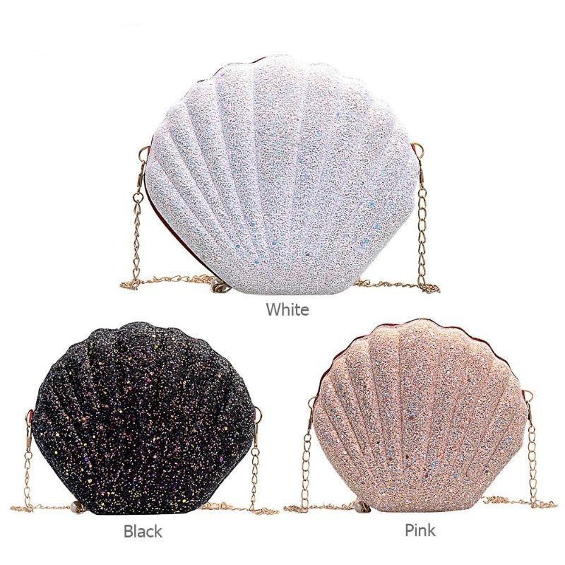 Cute Sequins Small Shell Bag Shoulder Handbags Phone Money Pouch Chain Crossbody Bags for Women - Getcomfyshoes