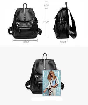 2018 Women Backpack high quality Leather  Fashion school Backpacks Female Feminine Casual Large Capacity Vintage Shoulder Bags - Getcomfyshoes