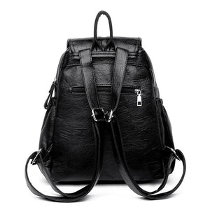 2018 Women Backpack high quality Leather  Fashion school Backpacks Female Feminine Casual Large Capacity Vintage Shoulder Bags - Getcomfyshoes