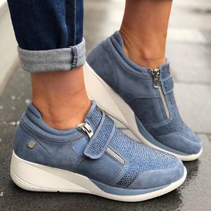 Women's fashion wedge sneakers magic tape casual shoes for comfy walking