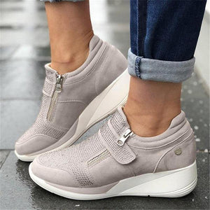 Women's fashion wedge sneakers magic tape casual shoes for comfy walking