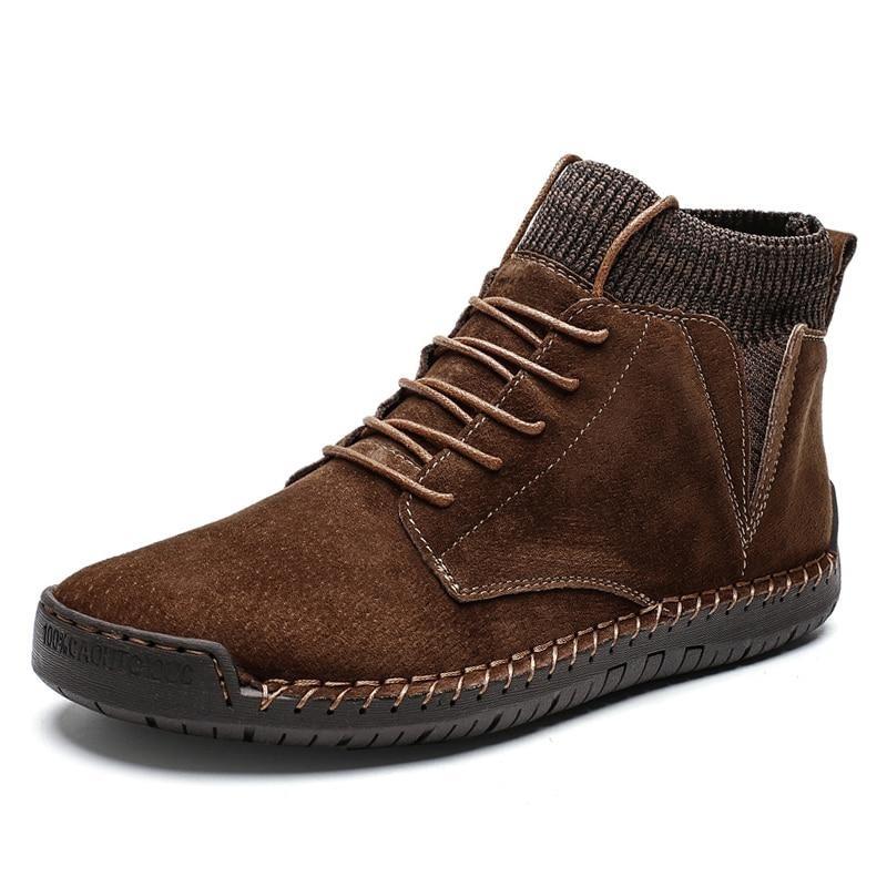 Mens casual ankle boots suede retro lace-up boots fall/winter shoes for men