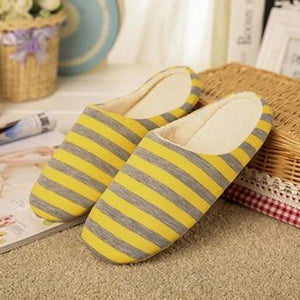 Women's house slippers with arch support striped cotton warm bedroom slippers