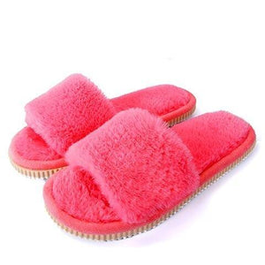 Womens furry slippers winter warm house shoes