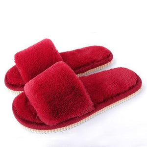Womens furry slippers winter warm house shoes