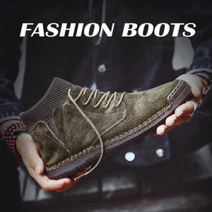Mens casual ankle boots suede retro lace-up boots fall/winter shoes for men