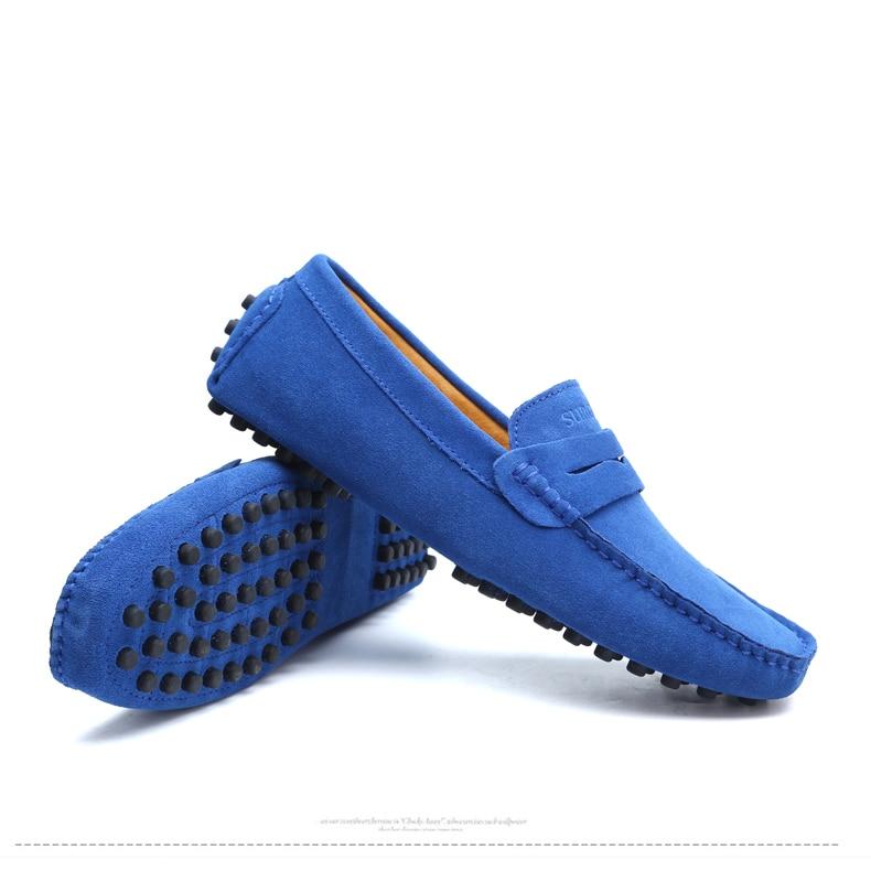 Men's suede penny loafers soft casual driving shoes daily slip on flats