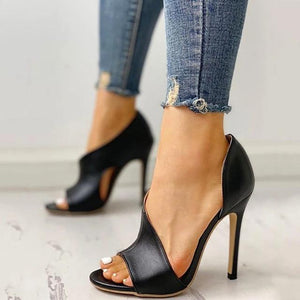 Sexy peep toe side cut out high heels