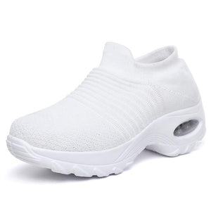 Women's knitting slip on sneakers air cushion breathable casual shoes for walking