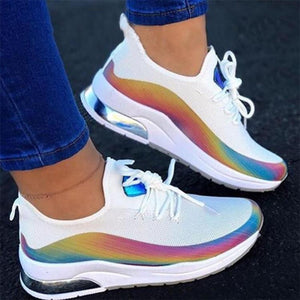 Women's fashion sneakers knitted reflective tennis trainers shoes colorful sneakers for comfy walking