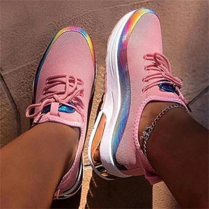 Women's fashion sneakers knitted reflective tennis trainers shoes colorful sneakers for comfy walking