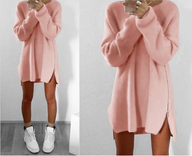 Women's sweater dress with zipper soose sweater dress for fall/winter