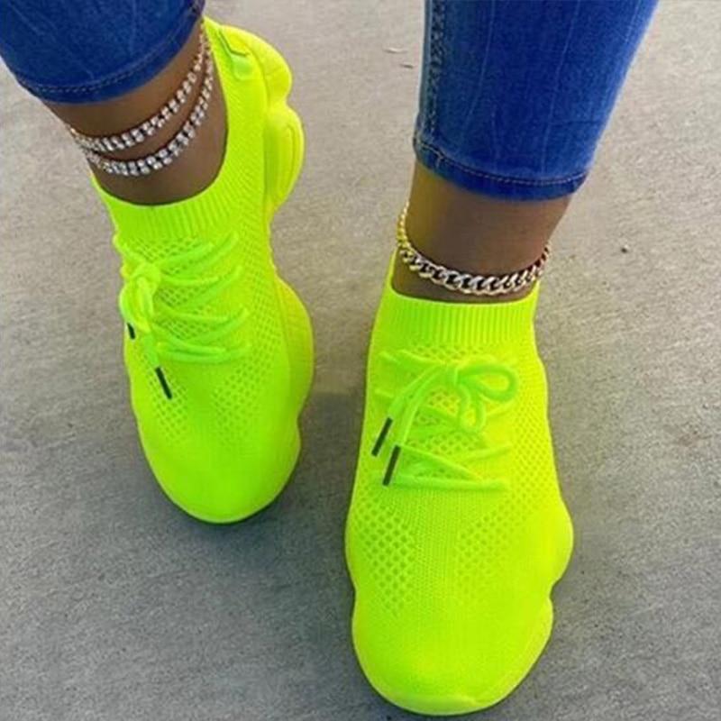 Running lison sneakers - ultrasound and lemon green mesh