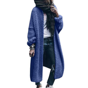 Women's solid chunky knitted cardigan oversized maxi cardigan sweater