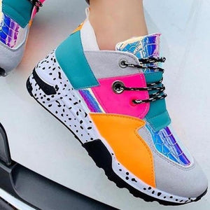 Women's patchwork colorful sneakers breathable running shoes