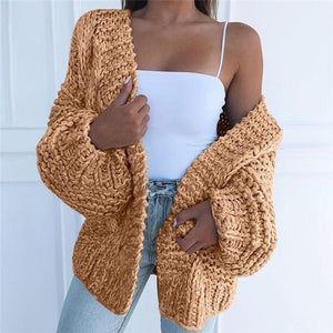 Women's batwing sleeve knitted cardigan cute open front chunky cardigan sweater