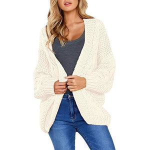 Women's open front chunky knit cardigan sweater