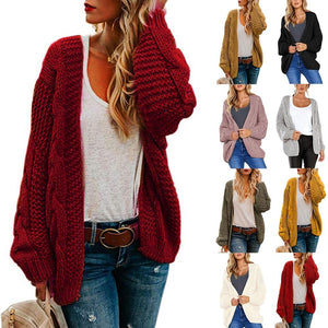 Women's open front chunky knit cardigan sweater