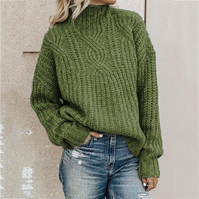 Women's turtleneck knitted sweater pullover sweater